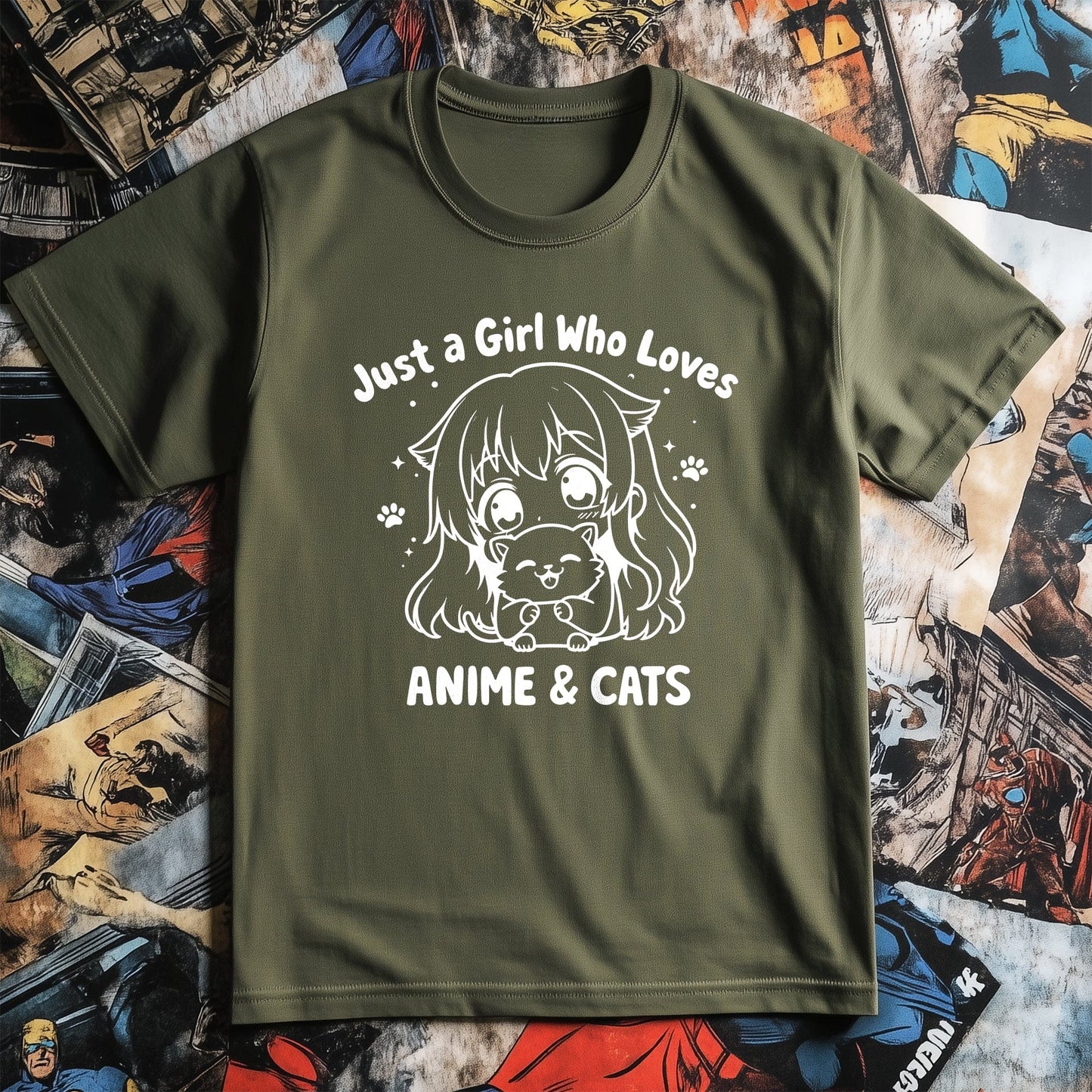Girl Anime Cats T-Shirt -