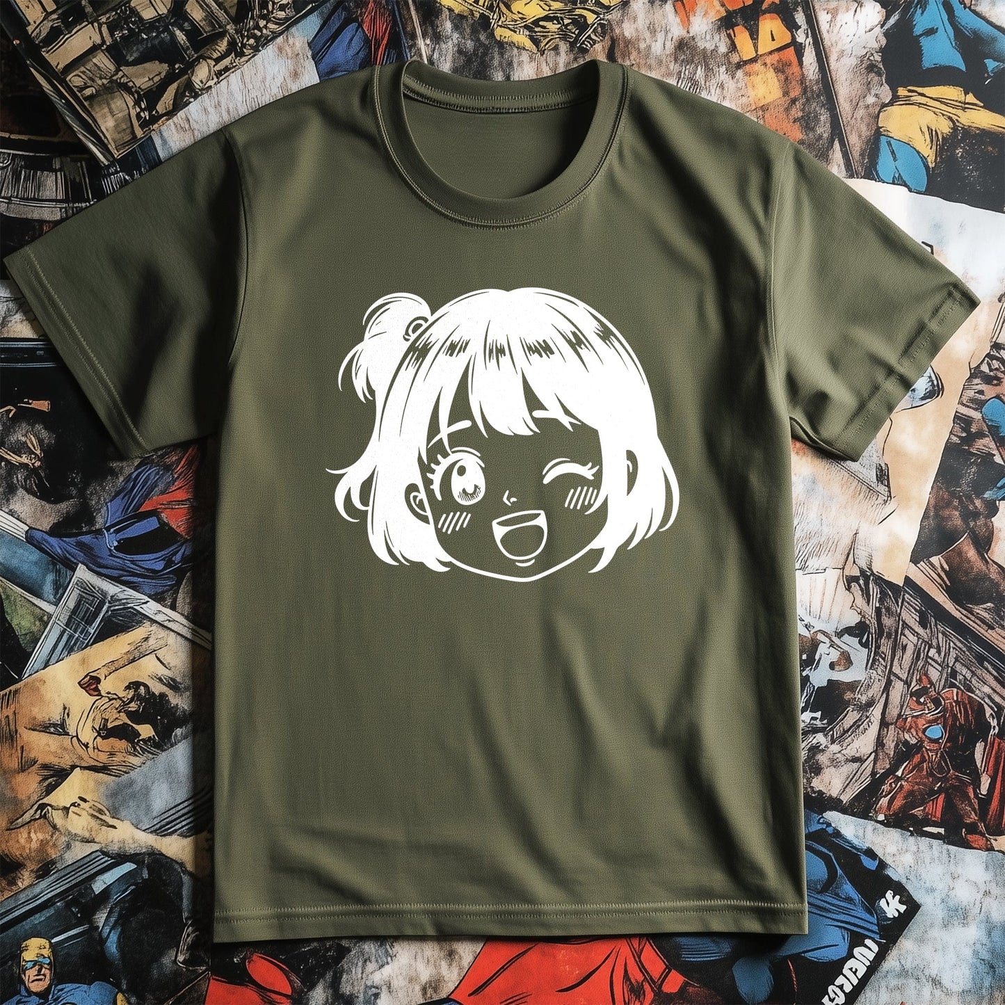 Happy Anime Face T-shirt - Cheerful