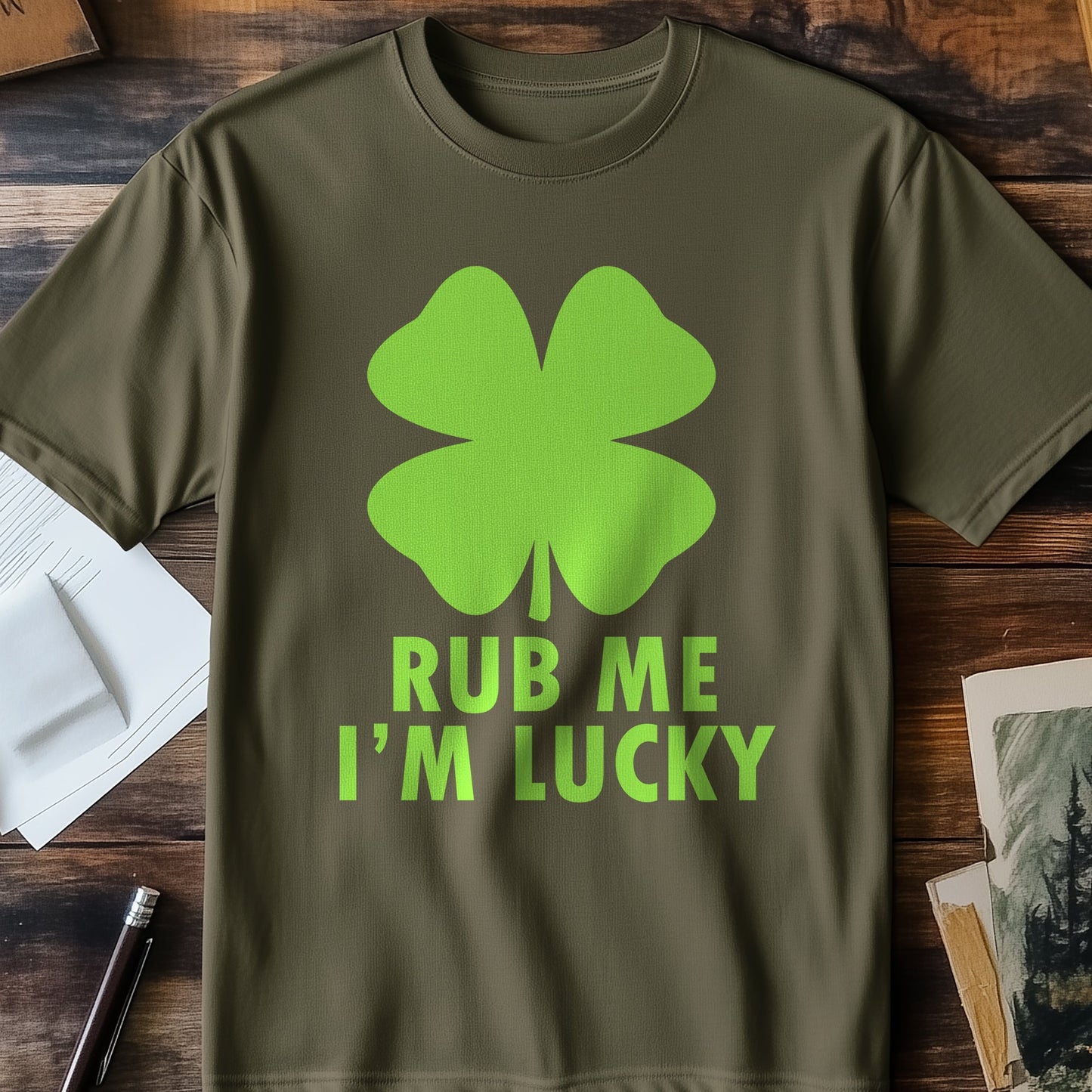 Rub-Me-I‚Äôm-Lucky Funny T-Shirt - 100%