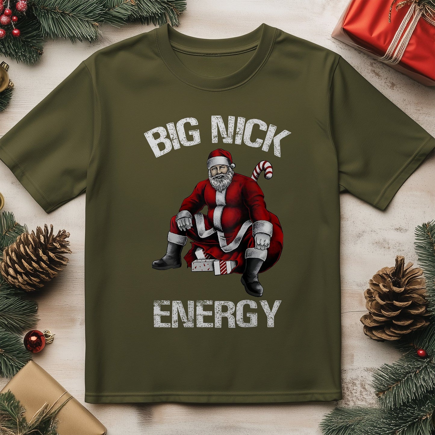 Big Nick Energy Funny Santa T-Shirt
