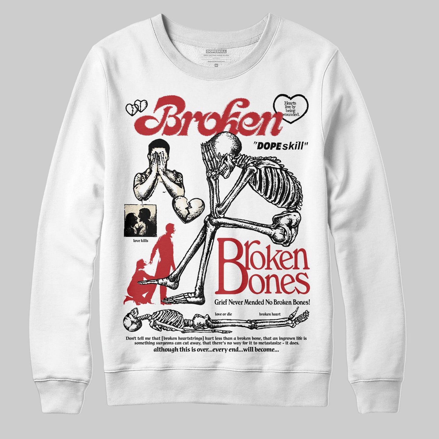 Black Toe Reimagined 1s DopeSkill Sweatshirt Broken Bones Graphic