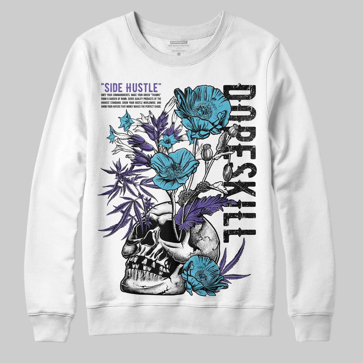 Aqua 8s DopeSkill Sweatshirt Side Hustle Graphic