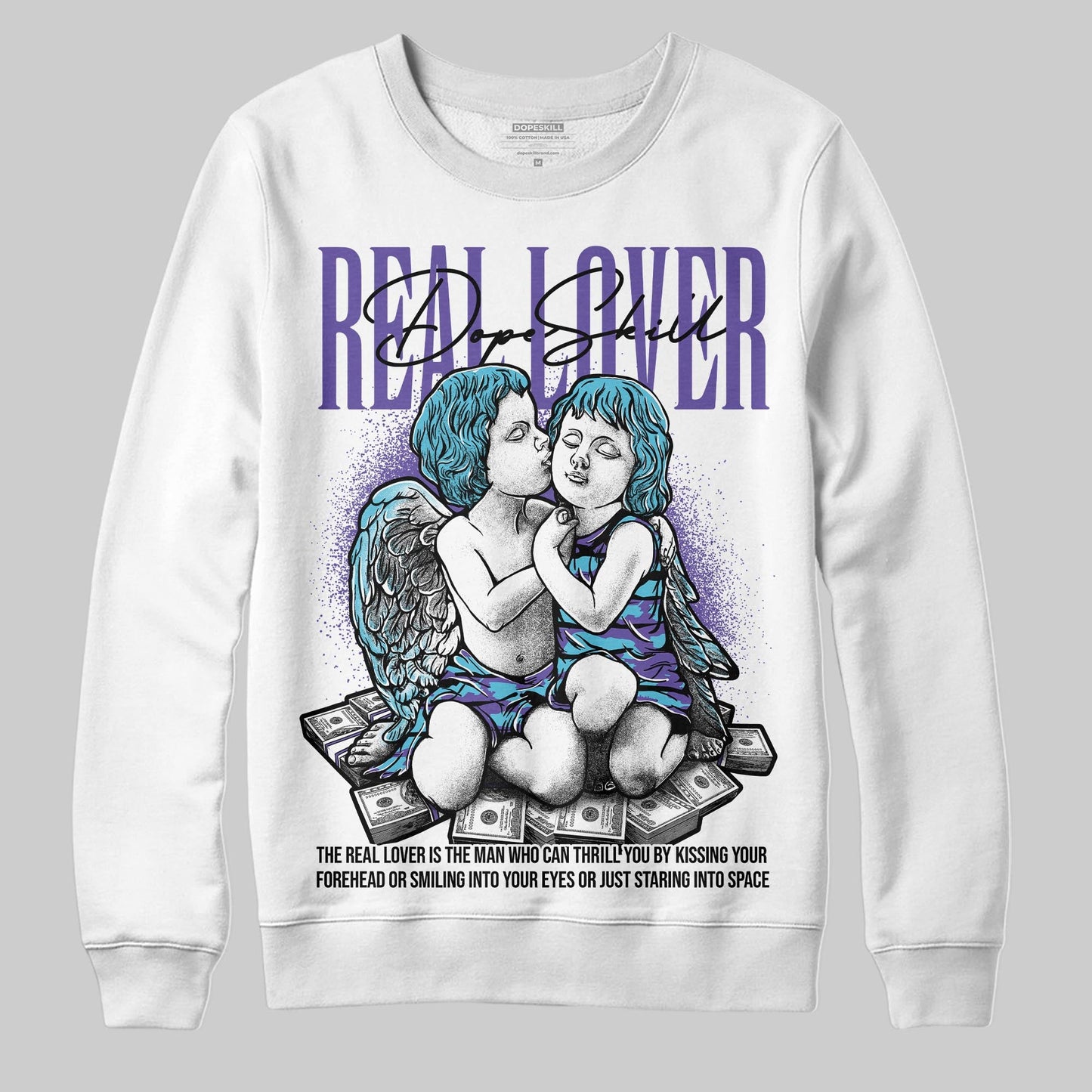 Aqua 8s DopeSkill Sweatshirt Real Lover Graphic