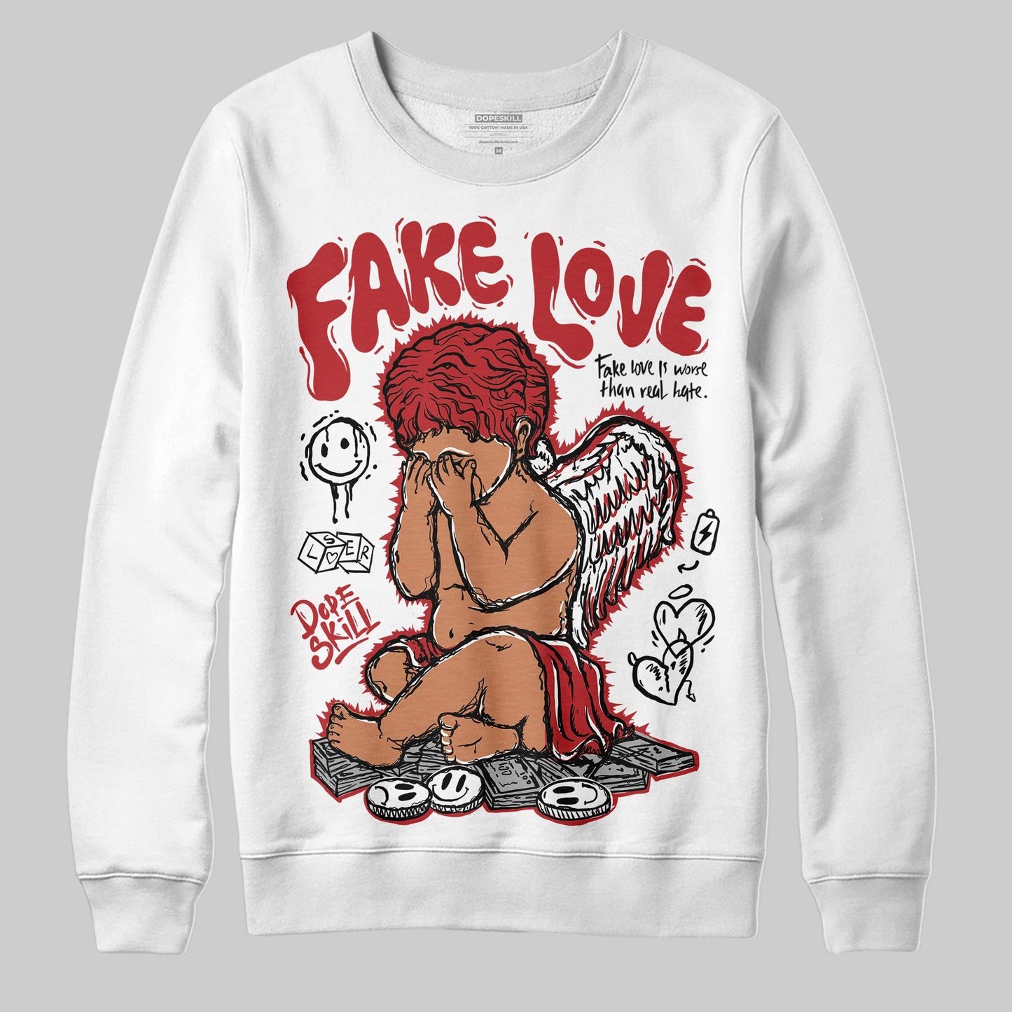 Black Toe Reimagined 1s DopeSkill Sweatshirt False Love Graphic