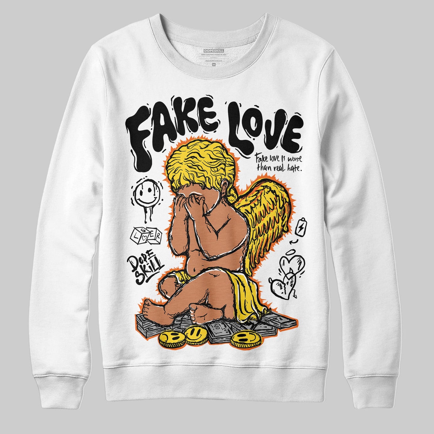 Black Tour Yellow AJ 4 Thunder DopeSkill Sweatshirt False Love Graphic