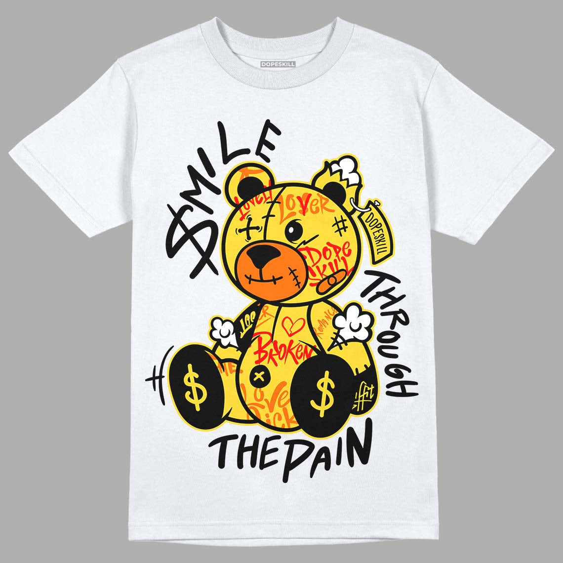 Black Tour Yellow AJ 4 Thunder DopeSkill T-Shirt Smile Through The Pain Graphic