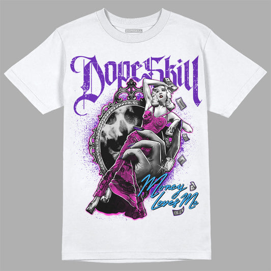 Dunk Purple Championship Court White DopeSkill T-Shirt Money Loves Me Graphic