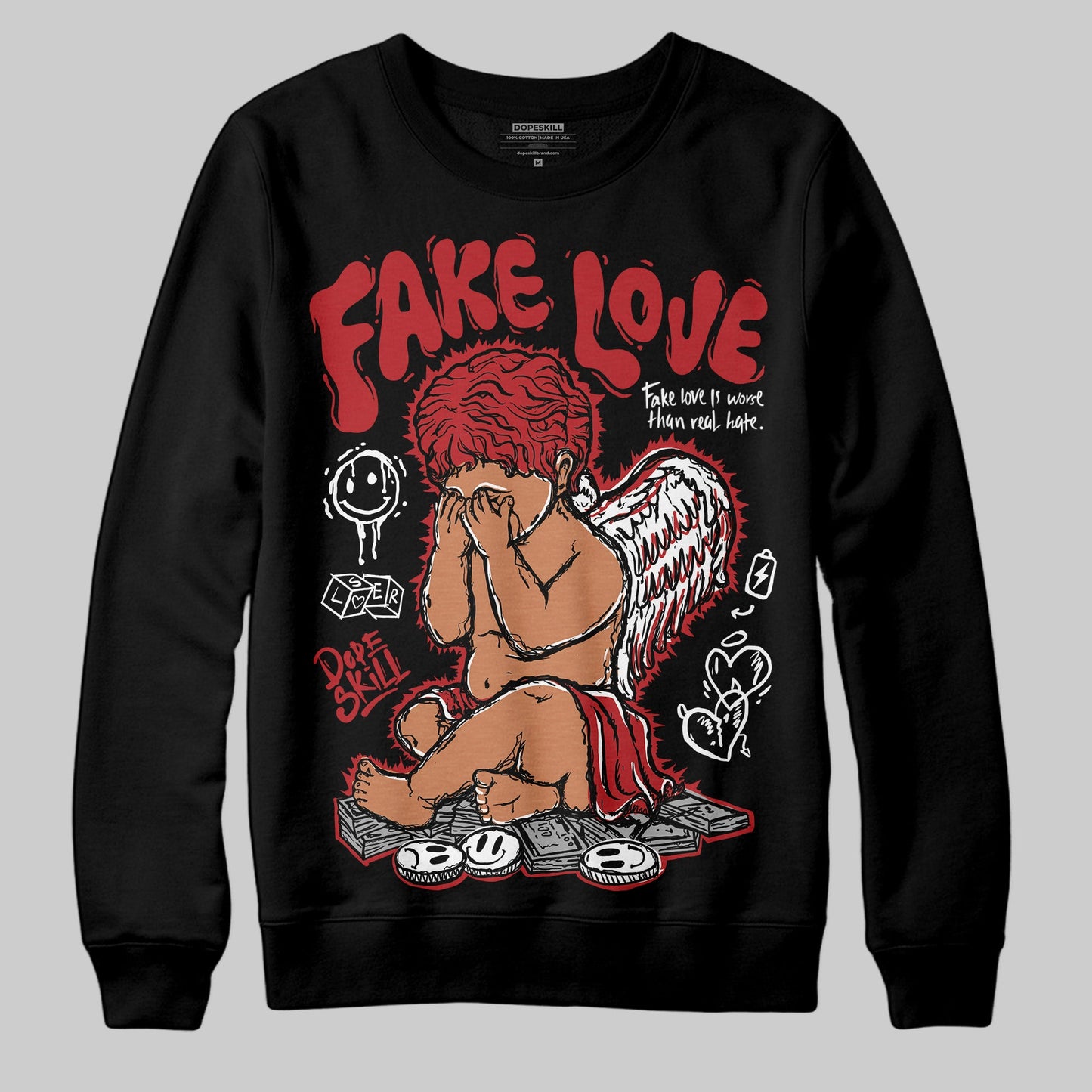 Black Toe Reimagined 1s DopeSkill Sweatshirt False Love Graphic