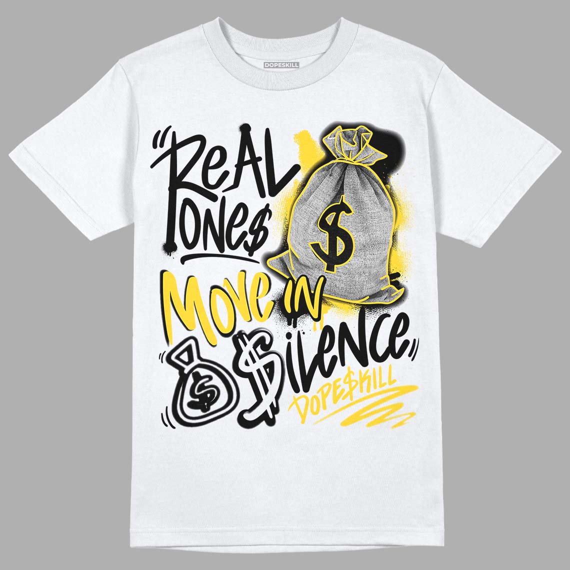 Black Tour Yellow AJ 4 Thunder DopeSkill T-Shirt Real Ones Move In Silence Graphic