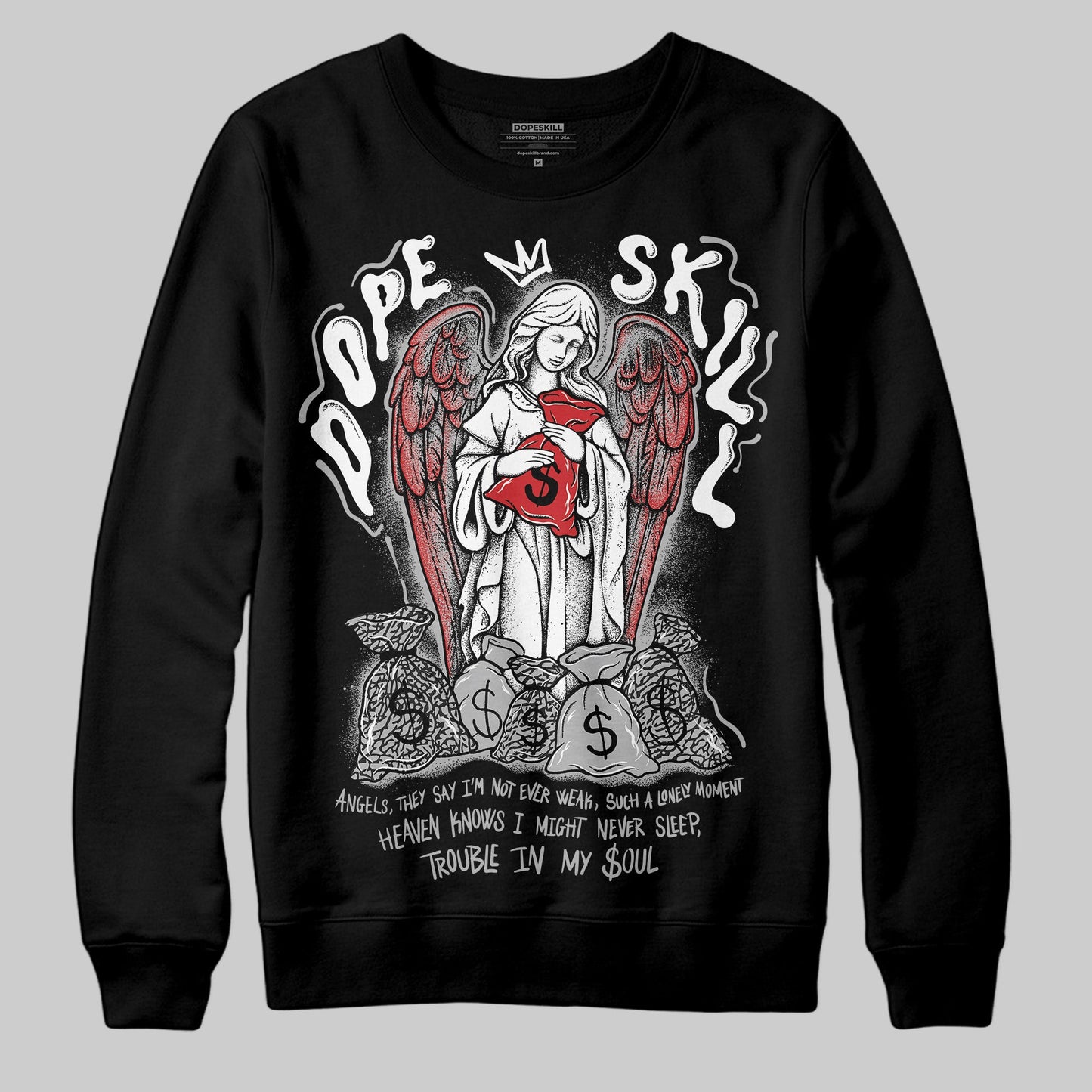 Black Cement 3s DopeSkill Sweatshirt Angels Graphic