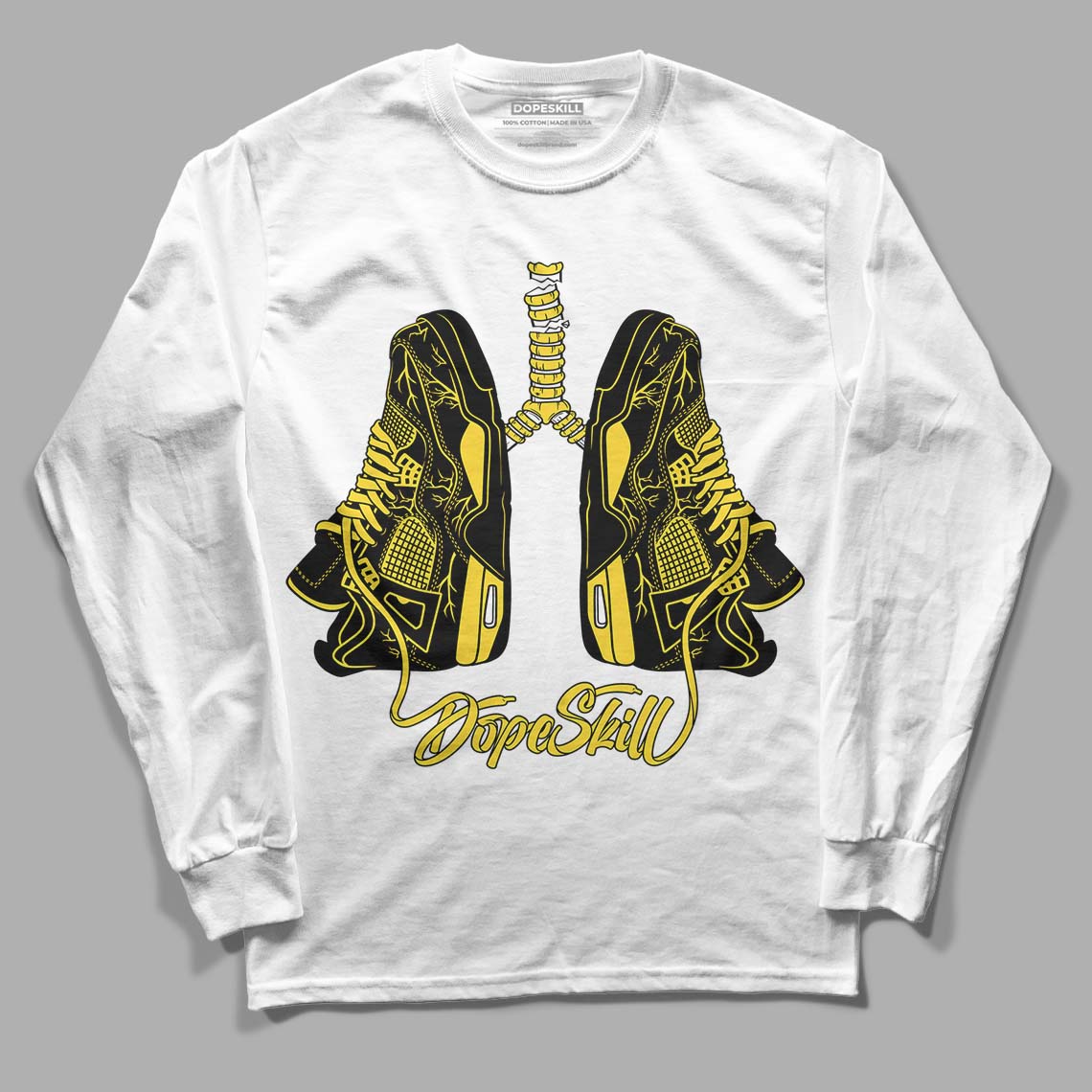 Black Tour Yellow AJ 4 Thunder DopeSkill Long Sleeve T-Shirt Breathe Graphic