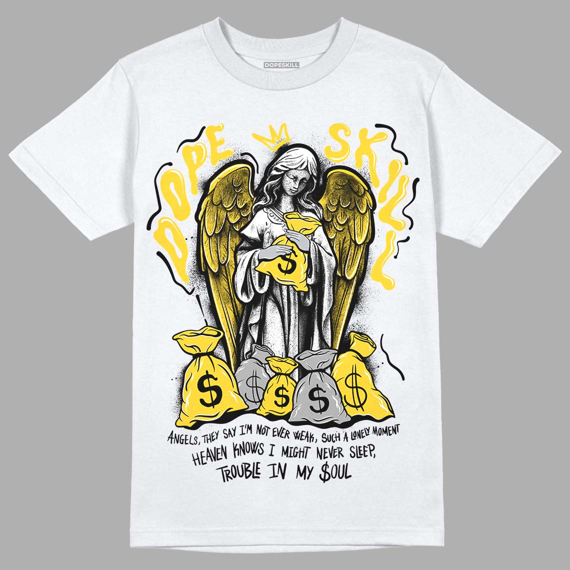 Black Tour Yellow AJ 4 Thunder DopeSkill T-Shirt Angels Graphic