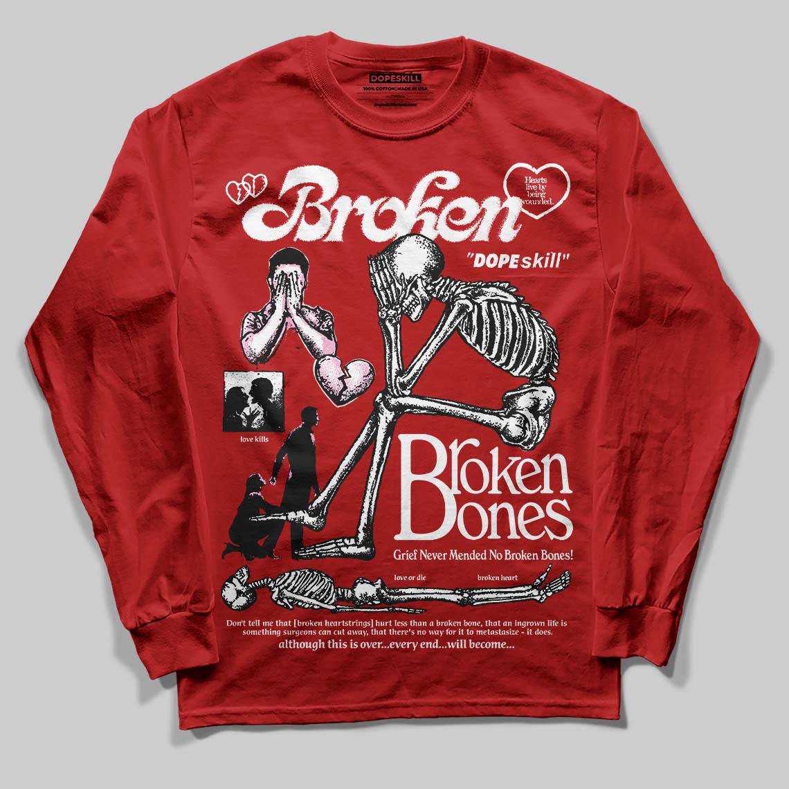 Brick By Brick 4s DopeSkill Long Sleeve T-Shirt Broken Bones Graphic
