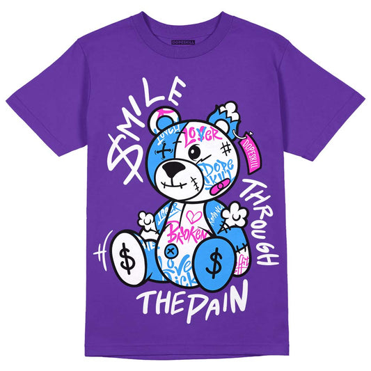 Dunk Purple Championship Court White DopeSkill Purple T-shirt Smile Through The Pain Graphic