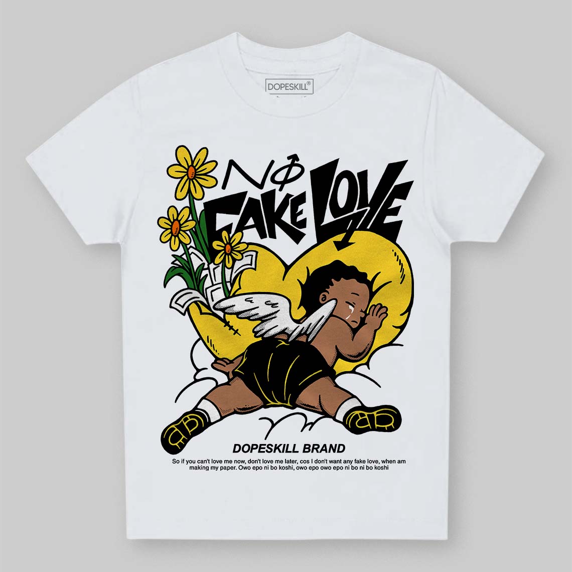 Black Tour Yellow AJ 4 Thunder DopeSkill Toddler Kids T-shirt No Fake Love Graphic