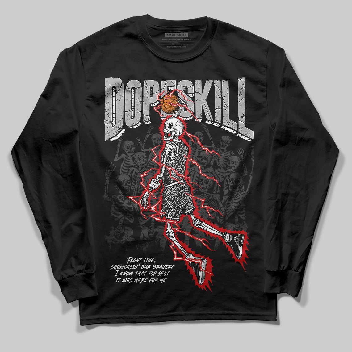 Black Cement 3s DopeSkill Long Sleeve T-Shirt Thunder Dunk Graphic