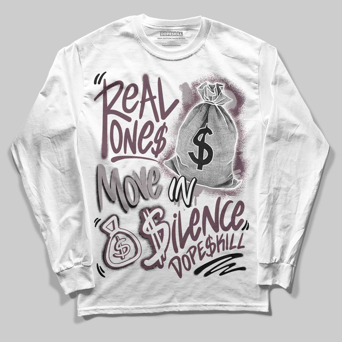A Ma Maniere x "Violet Ore" 5s DopeSkill Long Sleeve T-Shirt Real Ones Move In Silence Graphic