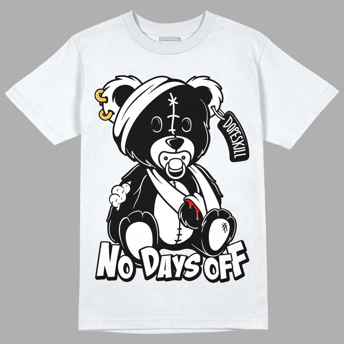 85 Black White 1s DopeSkill T-Shirt Hurt Bear Graphic