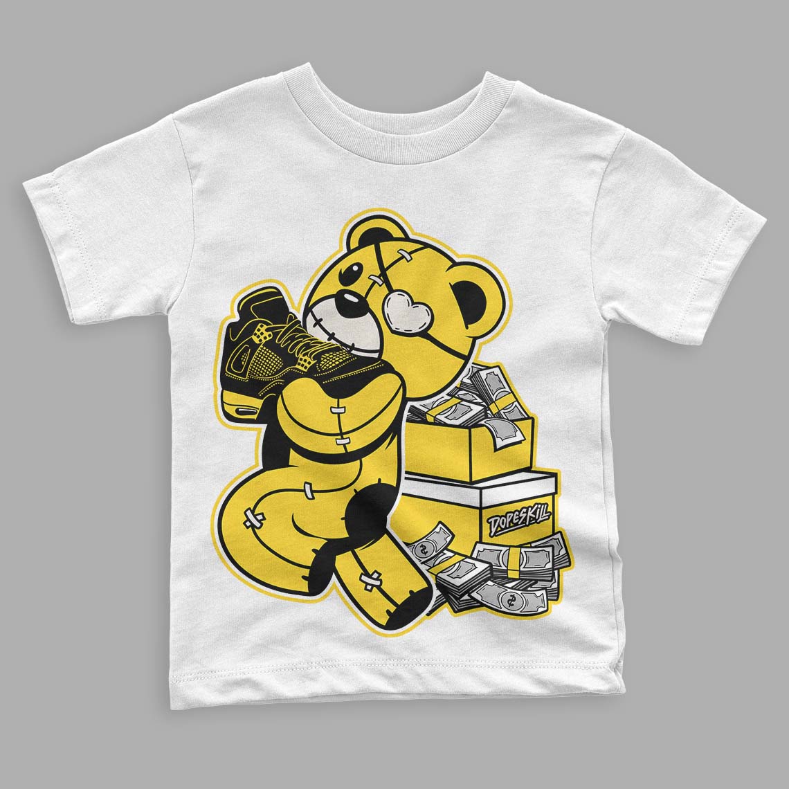 Black Tour Yellow AJ 4 Thunder DopeSkill Toddler Kids T-shirt Bear Steals Sneaker Graphic