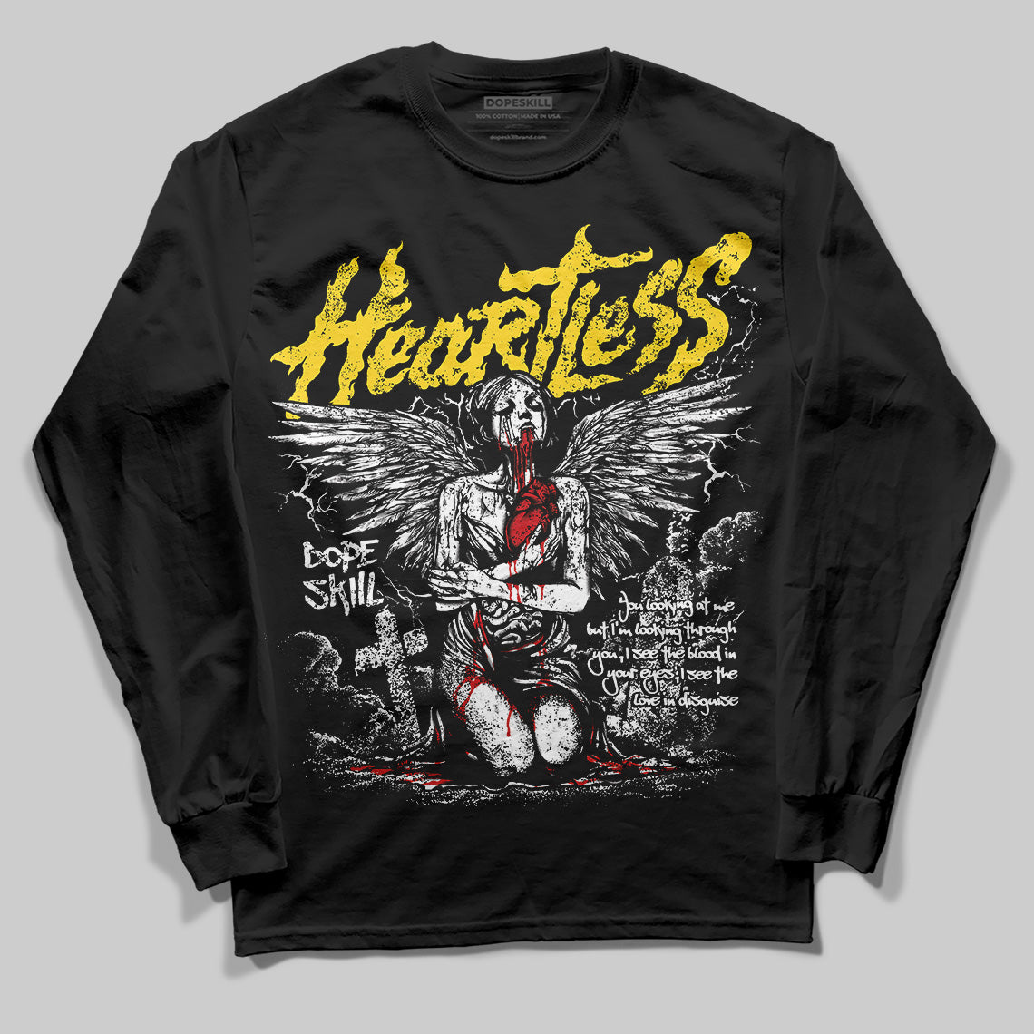Black Tour Yellow AJ 4 Thunder DopeSkill Long Sleeve T-Shirt Heartless Graphic