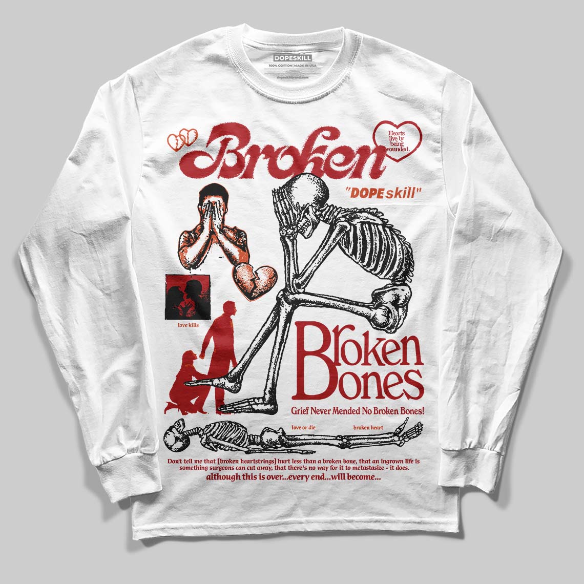 Brick By Brick 4s DopeSkill Long Sleeve T-Shirt Broken Bones Graphic