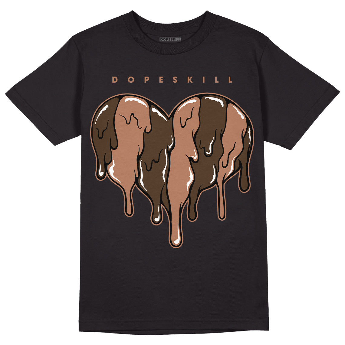 AJ 1 Mid Dark Chocolate DopeSkill T-Shirt Slime Drip Heart Graphic
