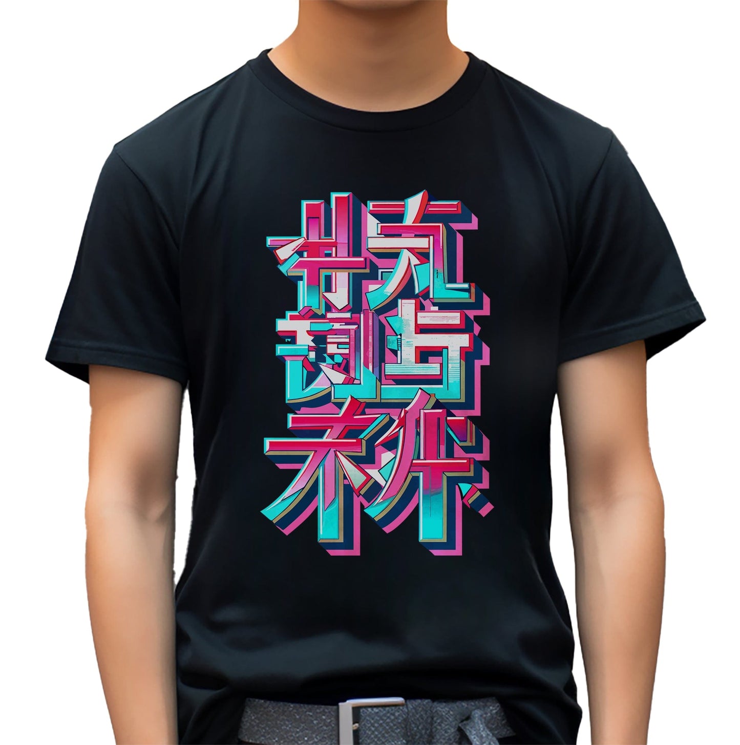 Neon Anime Text T-Shirt