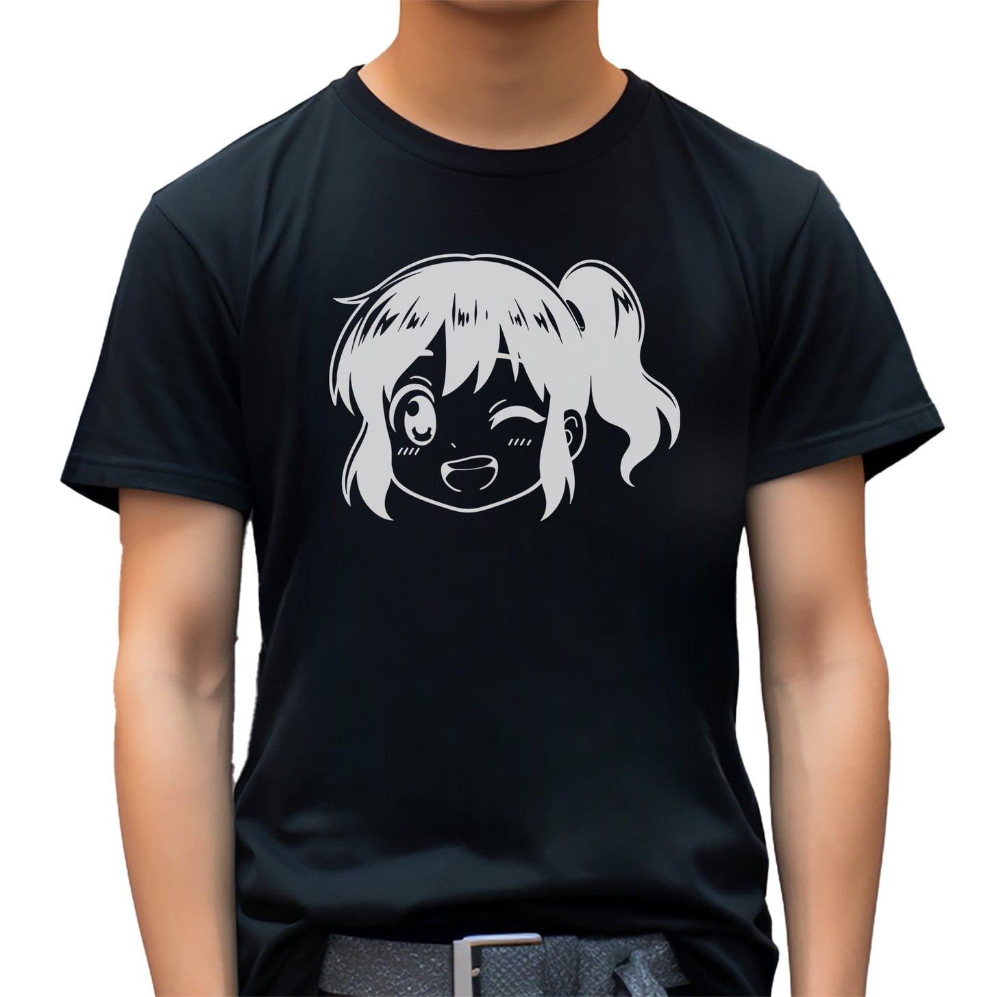 Anime Face Girl T-shirt - Adorable &