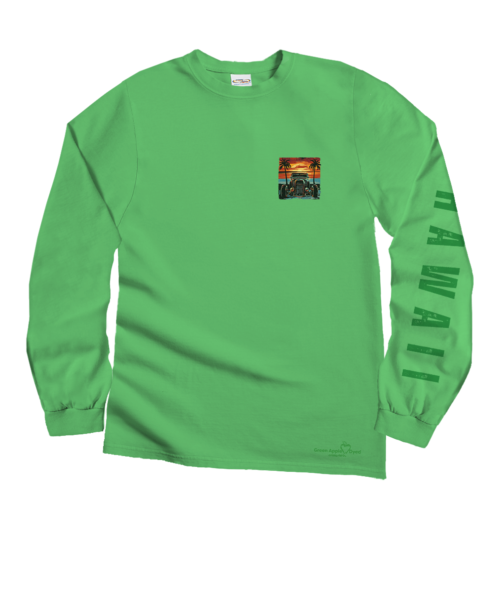 Island Hot Rod - Green Apple Dyed Long Sleeve Crewneck T-Shirt