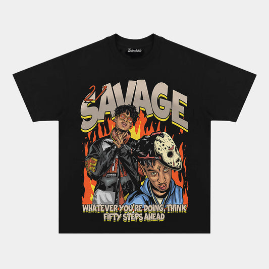 21 SAVAGE FIFTY STEPS GRAPHIC TEE