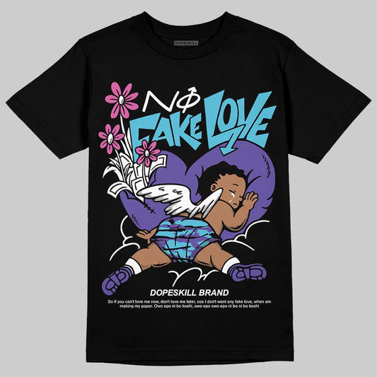 Aqua 8s DopeSkill T-Shirt No Fake Love Graphic