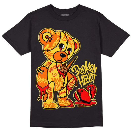 Black Tour Yellow AJ 4 Thunder DopeSkill T-Shirt Broken Heart Graphic