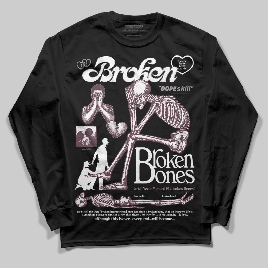 A Ma Maniere x "Violet Ore" 5s DopeSkill Long Sleeve T-Shirt Broken Bones Graphic