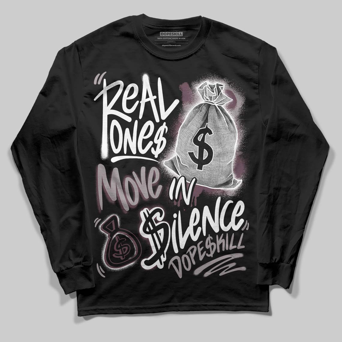 A Ma Maniere x "Violet Ore" 5s DopeSkill Long Sleeve T-Shirt Real Ones Move In Silence Graphic