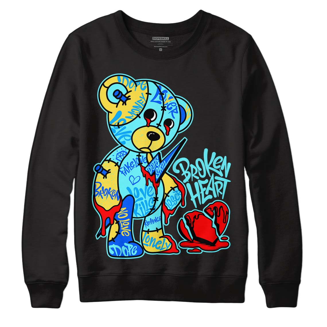 Aqua 5s DopeSkill Sweatshirt Broken Heart Graphic