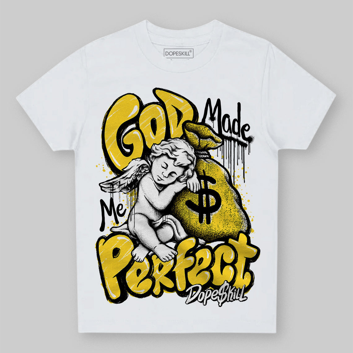 Black Tour Yellow AJ 4 Thunder DopeSkill Toddler Kids T-shirt God Made Me Perfect Graphic