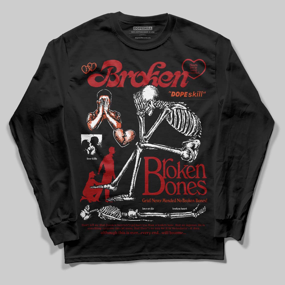 Brick By Brick 4s DopeSkill Long Sleeve T-Shirt Broken Bones Graphic