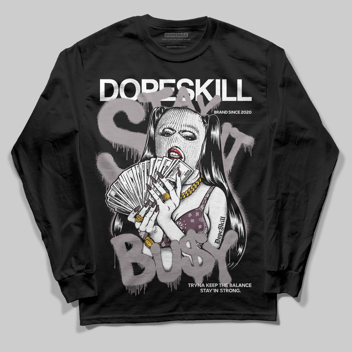 A Ma Maniere x "Violet Ore" 5s DopeSkill Long Sleeve T-Shirt Stay It Busy Graphic