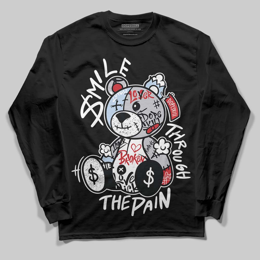 Black Metallic Reimagined 5s DopeSkill Long Sleeve T-Shirt Smile Through The Pain Graphic