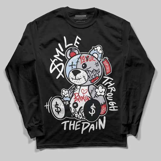 Black Metallic Reimagined 5s DopeSkill Long Sleeve T-Shirt Smile Through The Pain Graphic