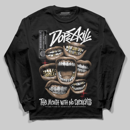 Black Metallic Reimagined 5s DopeSkill Long Sleeve T-Shirt The Mouth With No Droughts Graphic