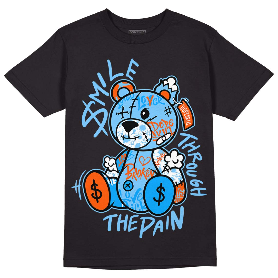 Dunk Low Futura University Blue DopeSkill T-Shirt Smile Through The Pain Graphic