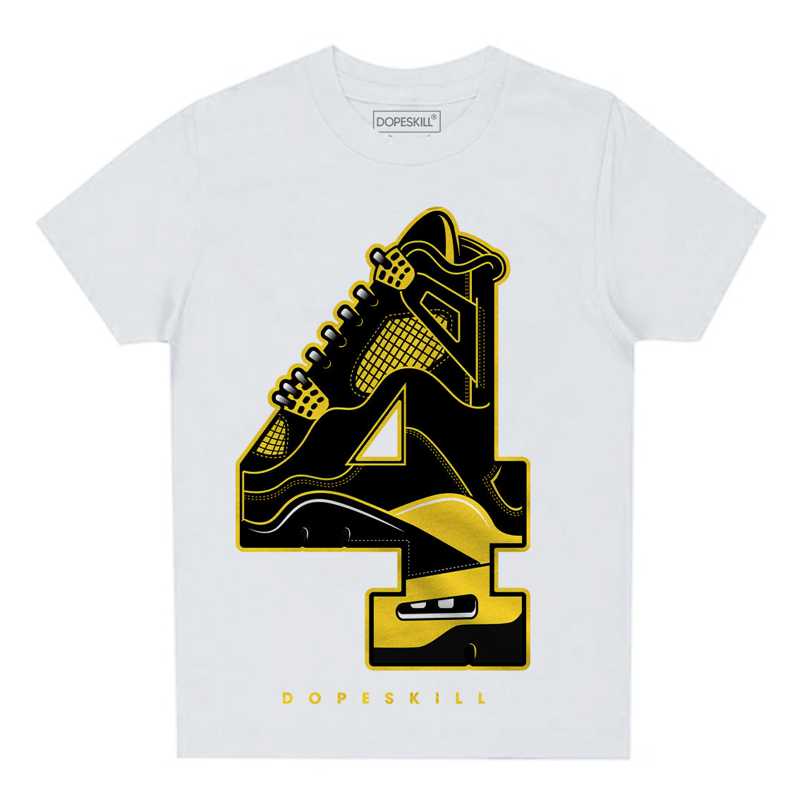 Black Tour Yellow AJ 4 Thunder DopeSkill Toddler Kids T-shirt No.4 Graphic