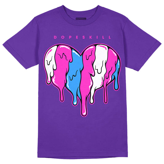 Dunk Purple Championship Court White DopeSkill Purple T-shirt Slime Drip Heart Graphic