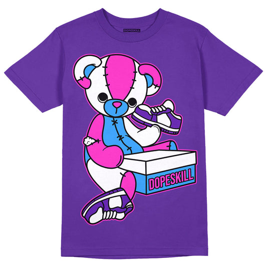 Dunk Purple Championship Court White DopeSkill Purple T-shirt Sneakerhead BEAR Graphic