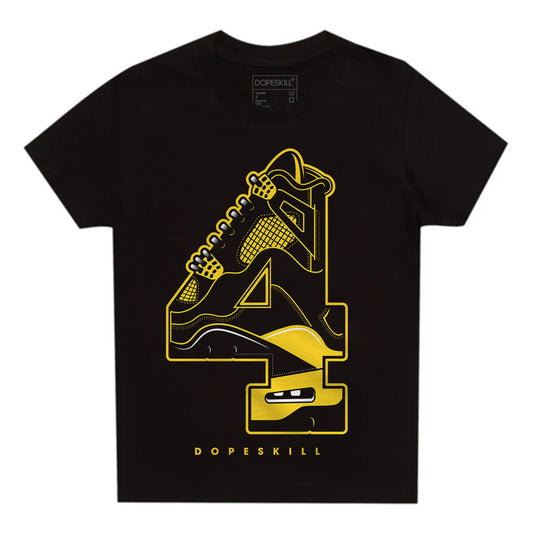 Black Tour Yellow AJ 4 Thunder DopeSkill Toddler Kids T-shirt No.4 Graphic