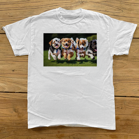 '4 PUPS' WHITE T-SHIRT