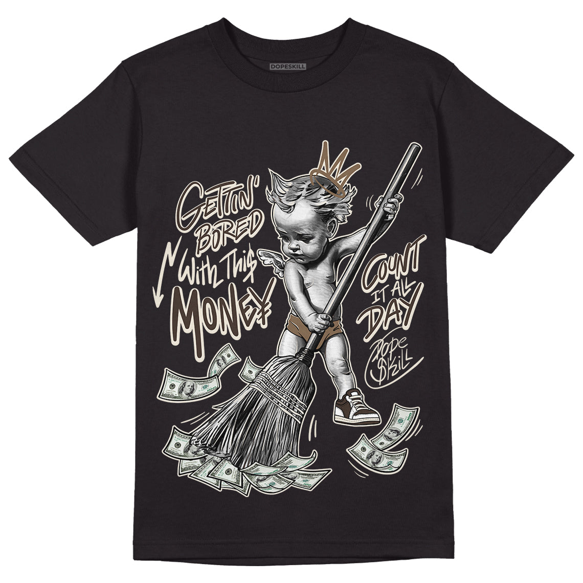 AJ 1 Low OG ‚ÄúReverse Mocha‚Äù DopeSkill T-Shirt Gettin Bored With This Money Graphic