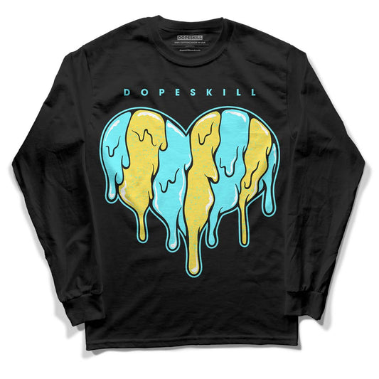Aqua 5s DopeSkill Long Sleeve T-Shirt Slime Drip Heart Graphic