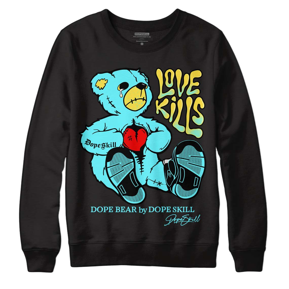 Aqua 5s DopeSkill Sweatshirt Love Kills Graphic